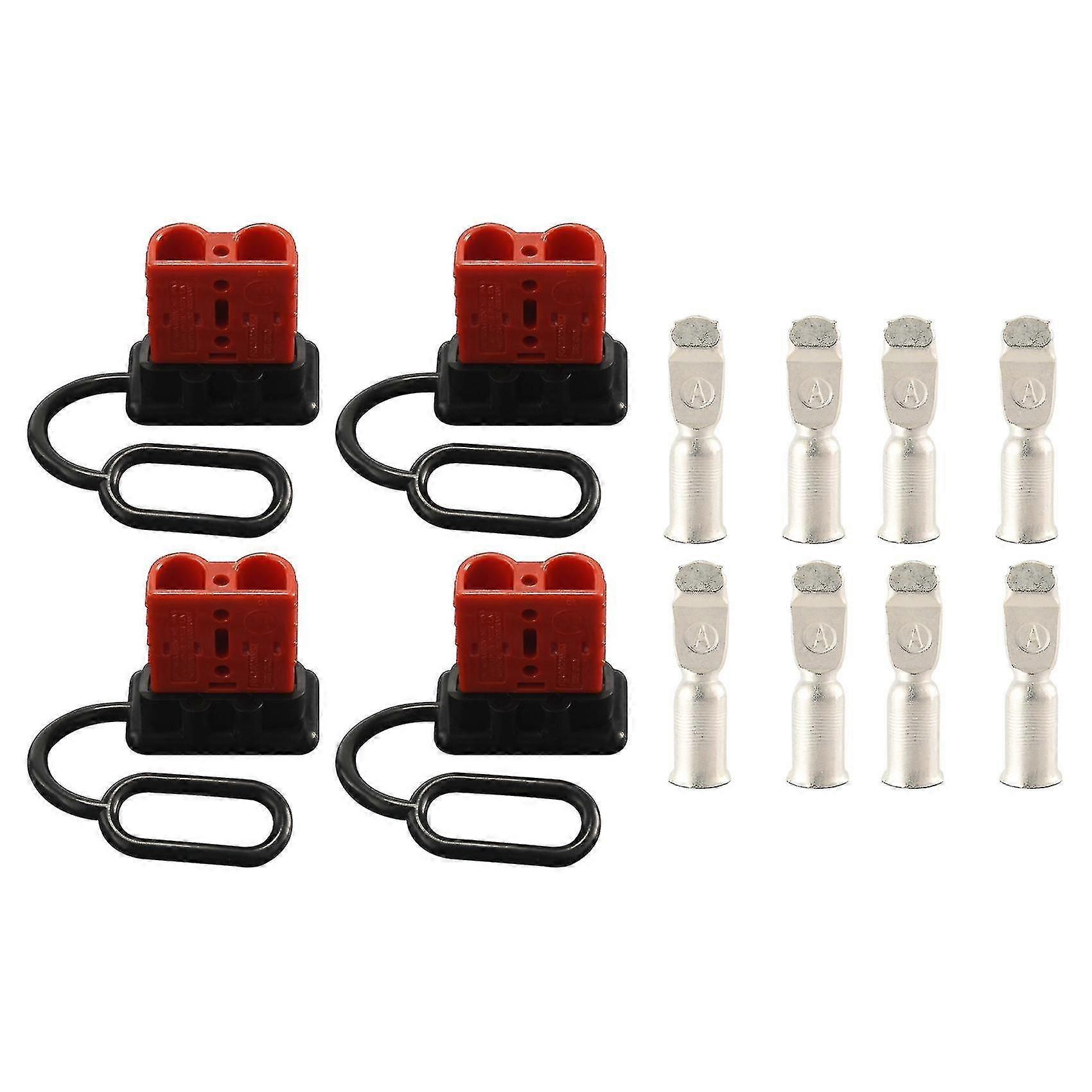 4 Pcs 6-8 Gauge 50a Battery Quick Connect/disconnect, Jumper Cable Plug Connector Kit For Towing (r
