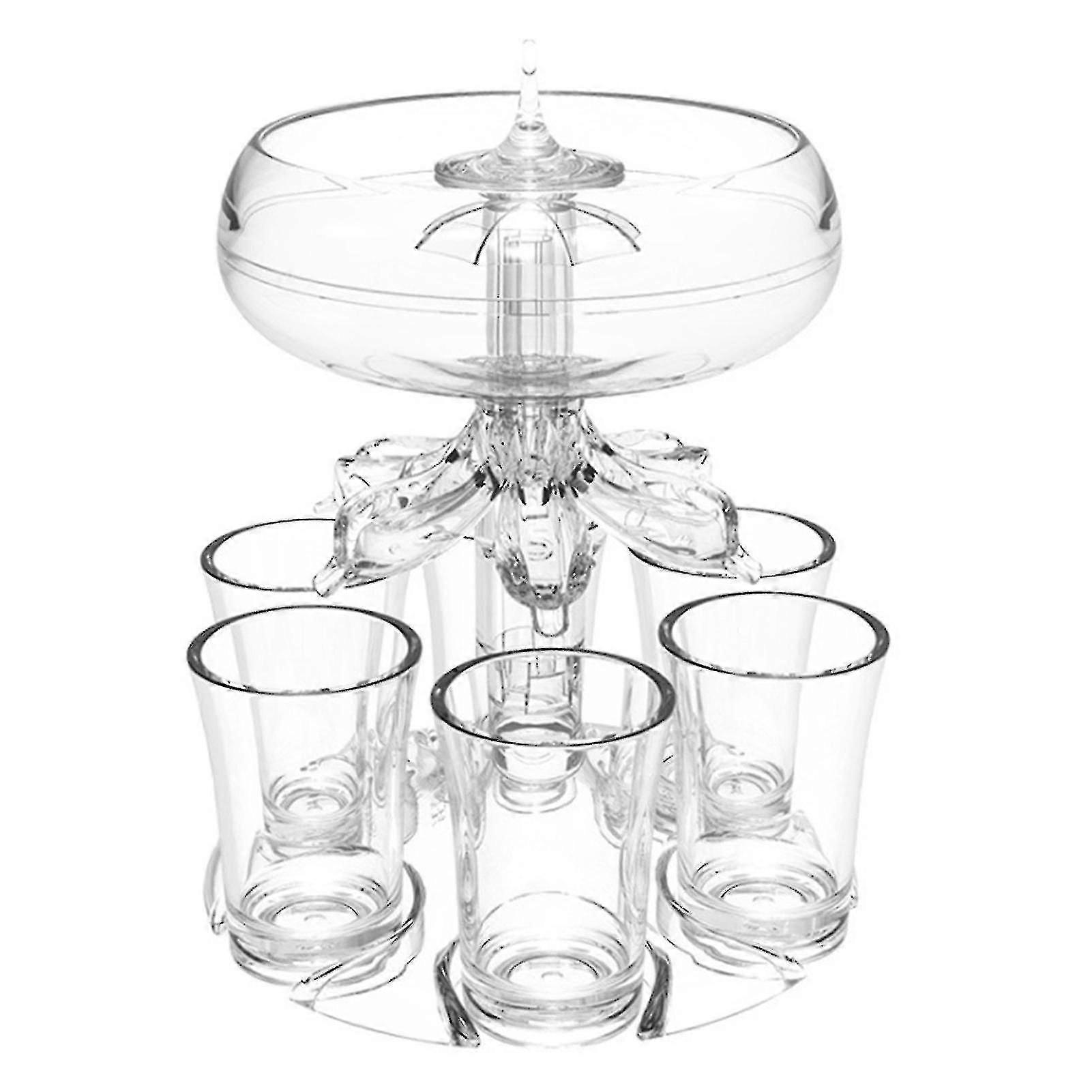 1 Set Beverage Dispenser Food Grade Shatterproof Acrylic 6 Shot Wine Dispenser With Cups Filling Liquid Tools