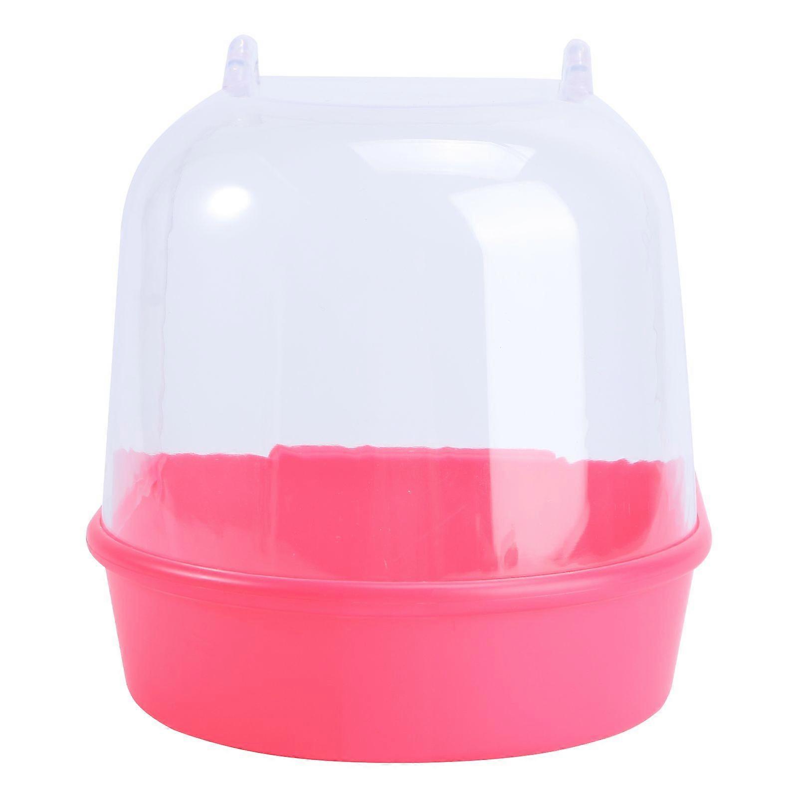 Caged Bird Bath Multi Cage Bird Bath Covered for Small Brids Canary Budgies Parrot (Red)