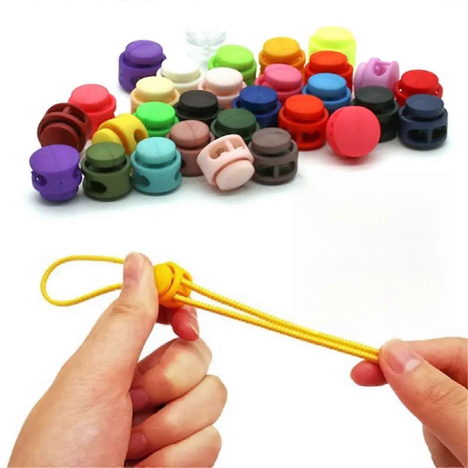 Plastic Cord Lock 100Pcs Paracord Lanyard Spring Stopper for Drawstring(Blue)