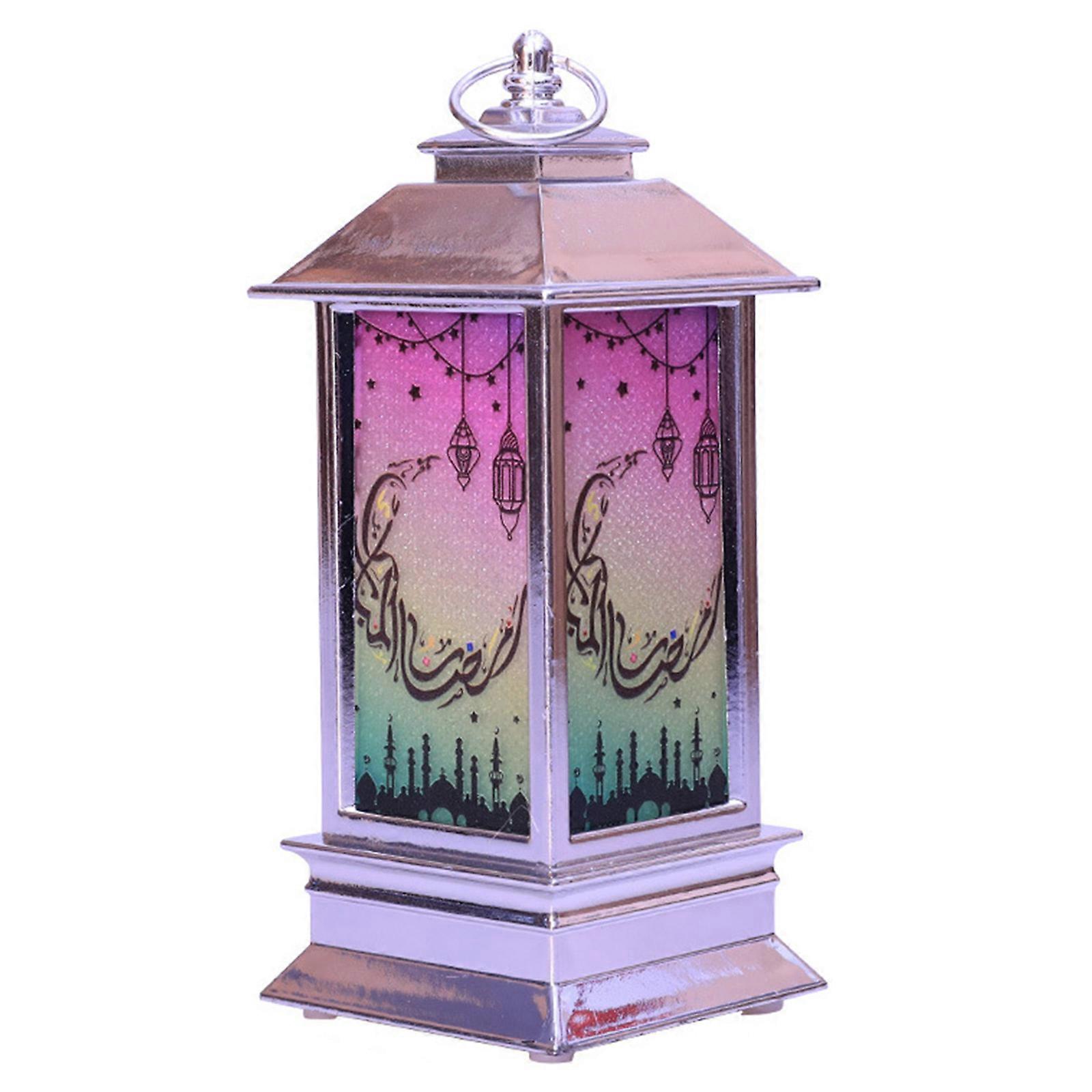 2022 Ramadan Decoration EID Mubarak Light LED Electronic Candle Wind Lanterns  Silver