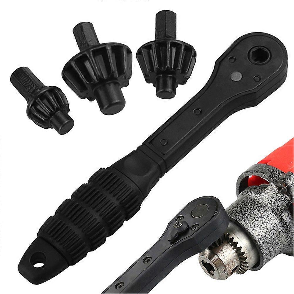 2-in-1 Ratchet Drill Chuck Key Wrench, Universal Double Head Ratchet Spanner for Electric Drills and Power Tools