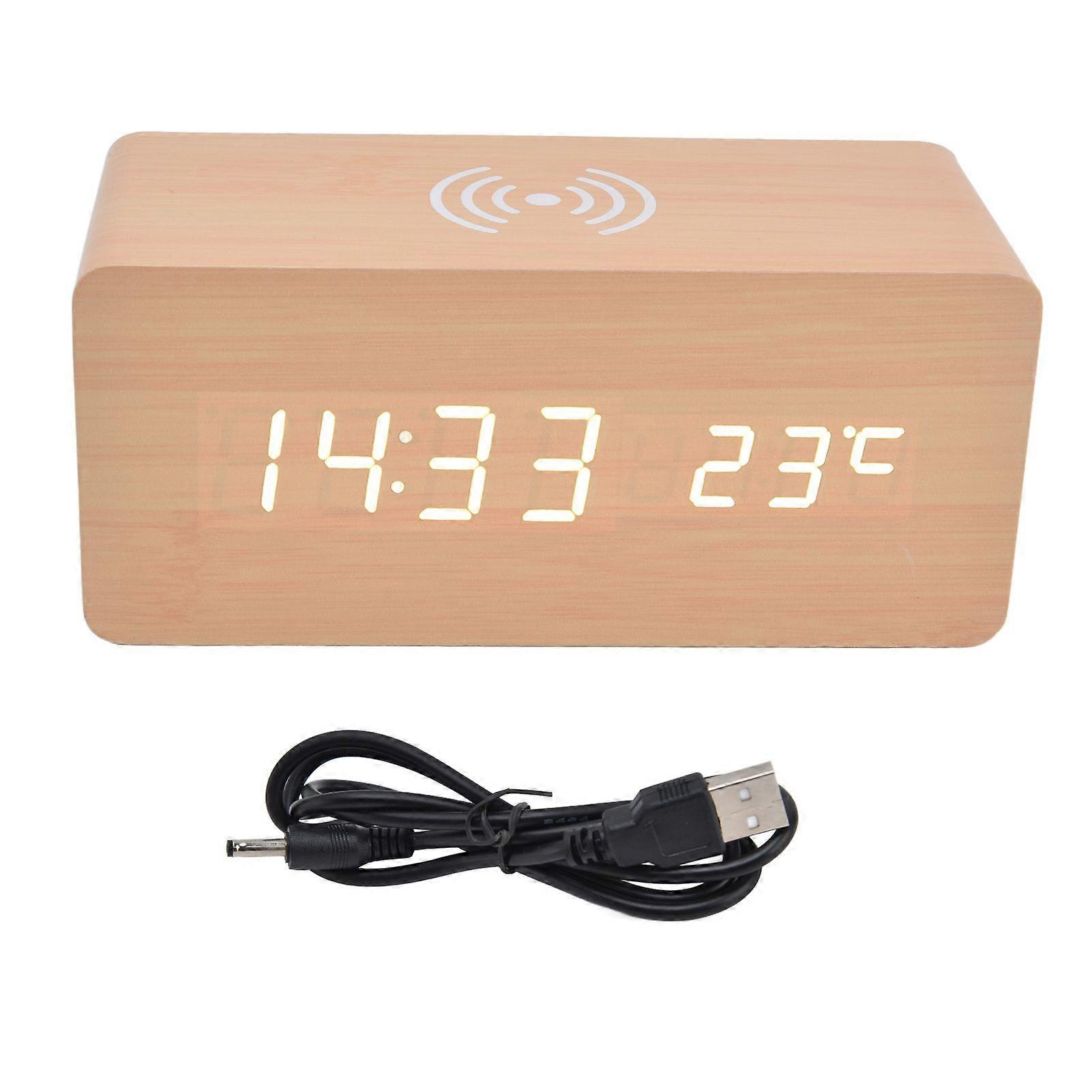 Digital Alarm Clock Wireless Charging Automatic Temperature Detection Safe Stable LED Electronic Clock