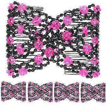 Elastische Doppelhaarkämme für Damen, Haaraccessoires, 5 Stück