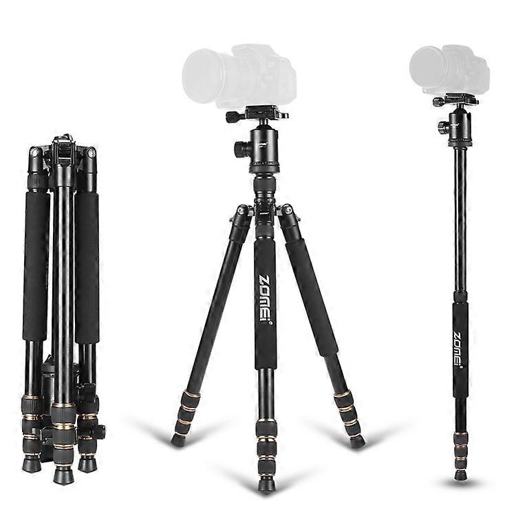 ZOMEI Z668 Photo Camera Tripod 4-Section Aluminum Alloy SLR Camera Floor Stand, Black