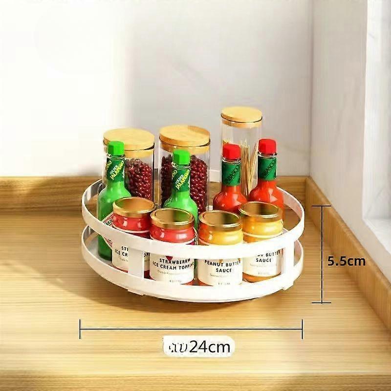 Rotation Condiment Rack Multifunctional Carbon Steel Flavour Storage Tray Round Seasonings Spice Organizer for Kitchen