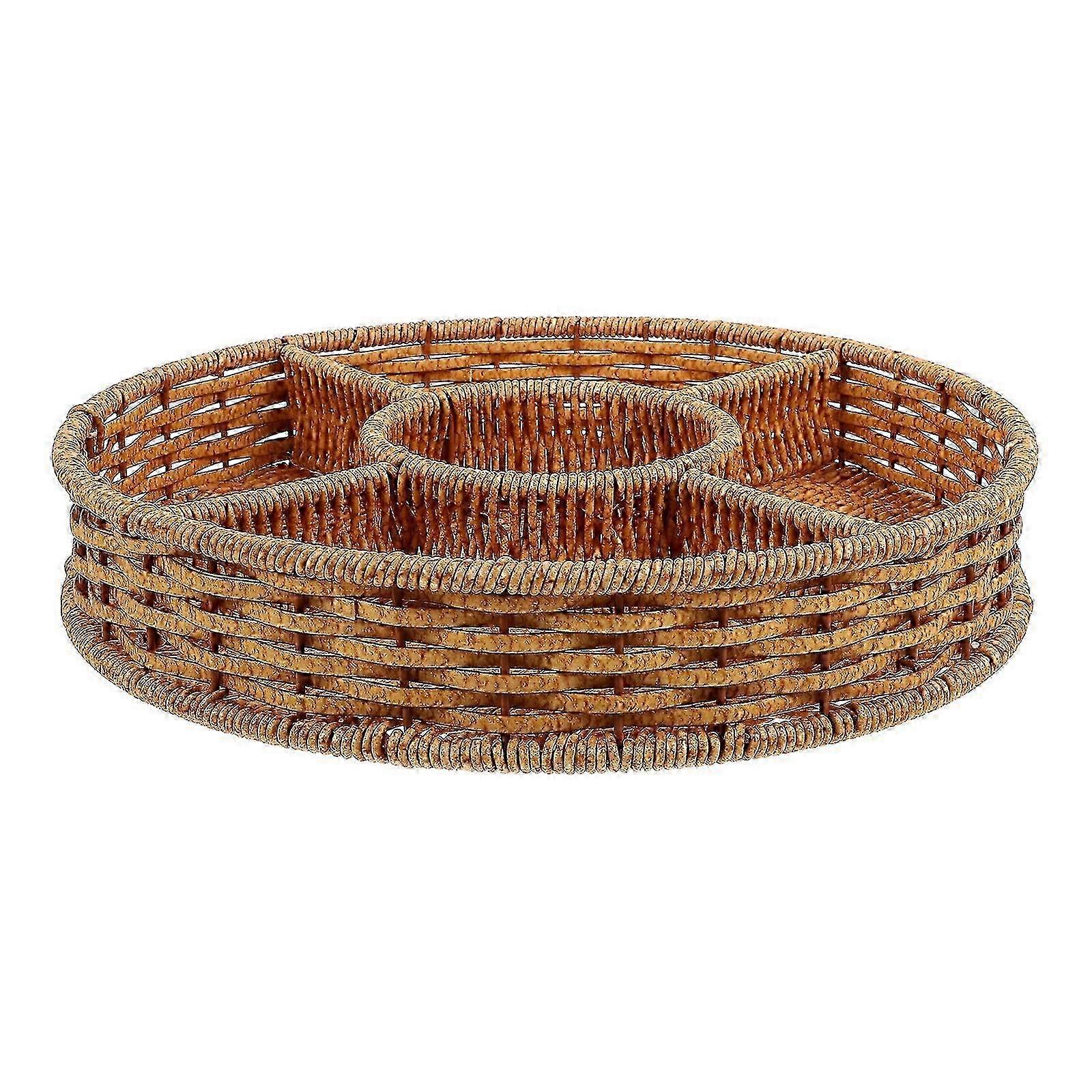 手織り分割サービングトレイ - 30x30x7cm - フルーツ&ブレッドバスケット