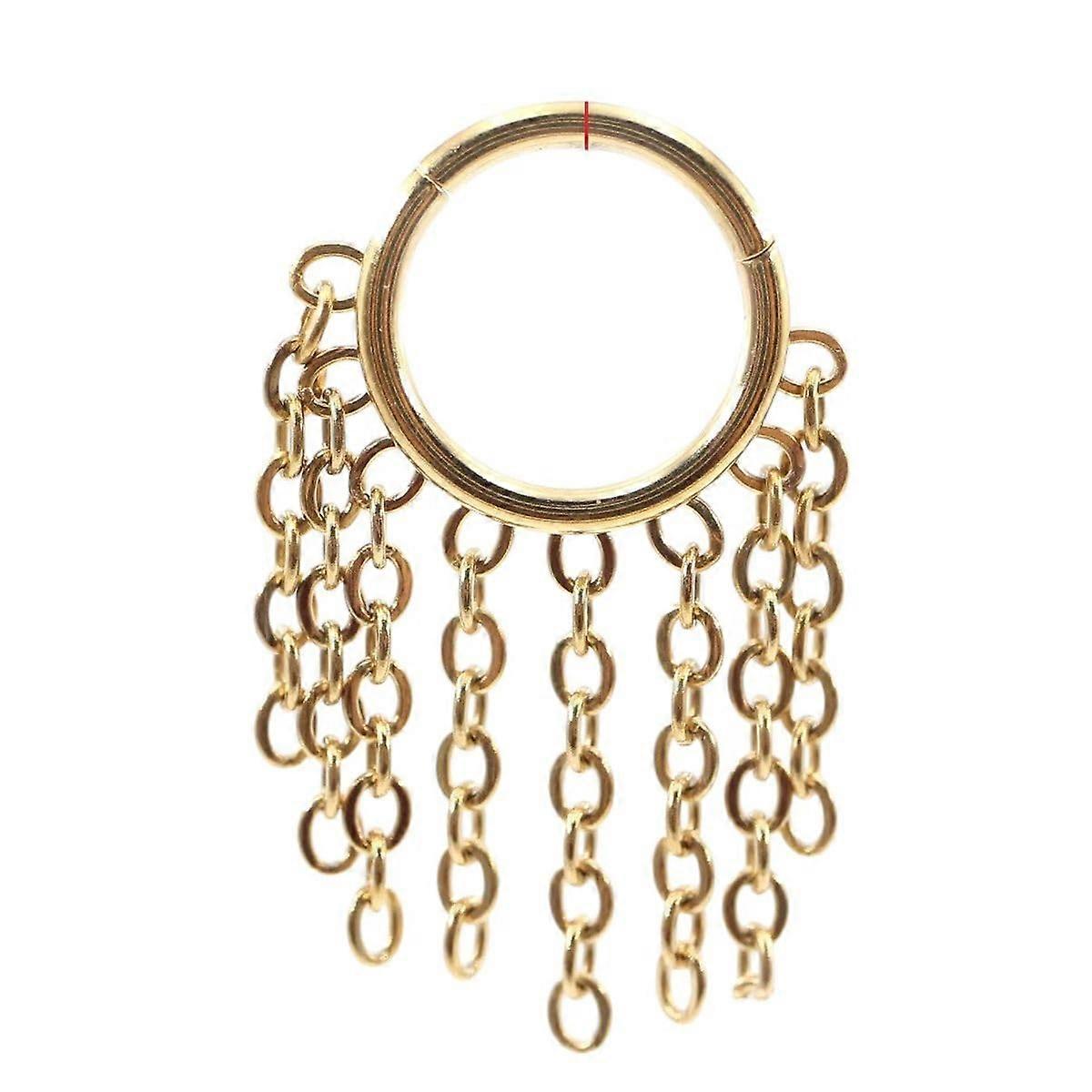 Septum Ring Stainless Steel Chain Tassel Round Nose Ring Segment Daith Helix Nostril Clicker Hoop Earring Unisex 1Pc