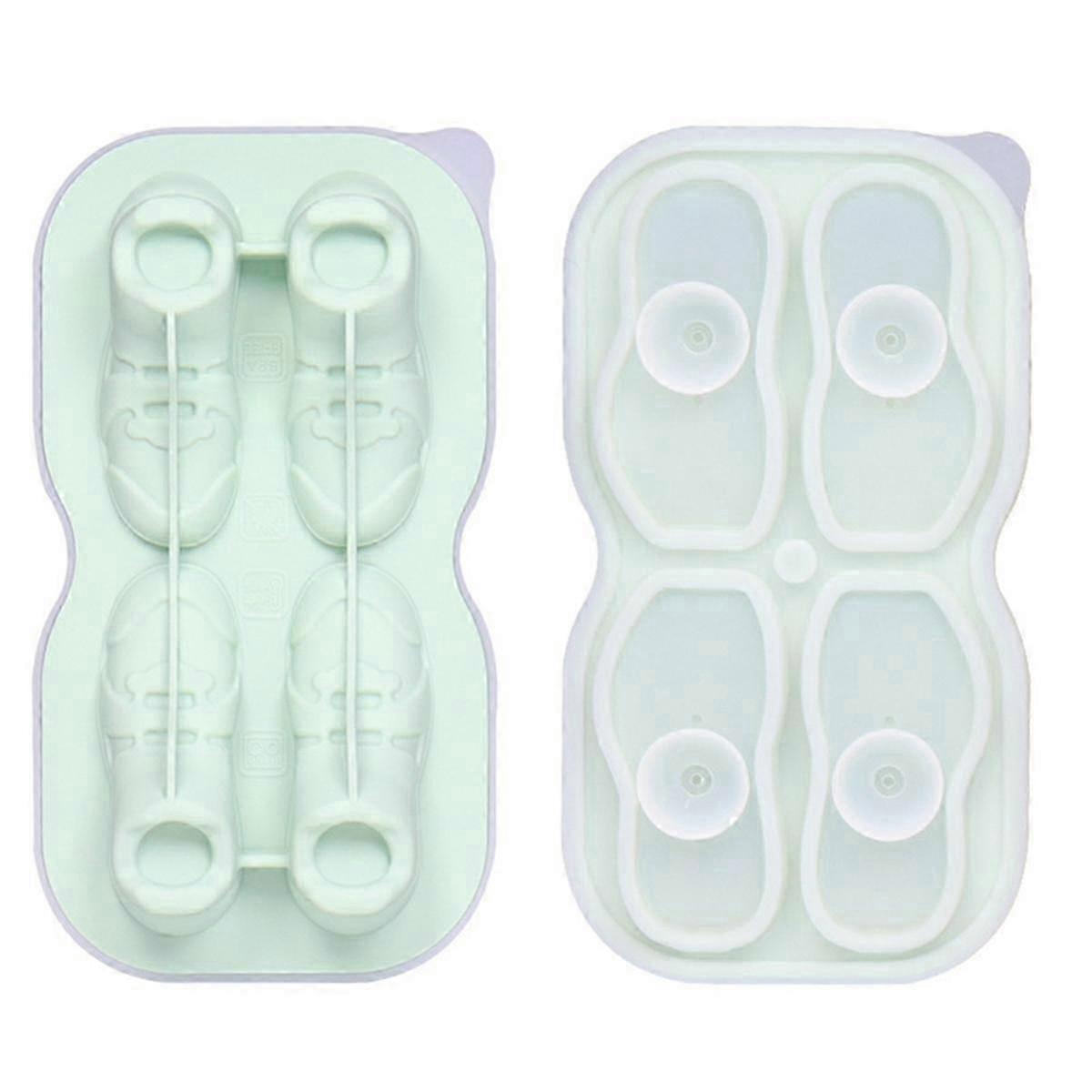 Shoe Ice-Cube Mold 4 Cavity Shoe Shape Ice-Cube Molds Reusable Fun Shape Ice-Cube Tray Easy Silicon