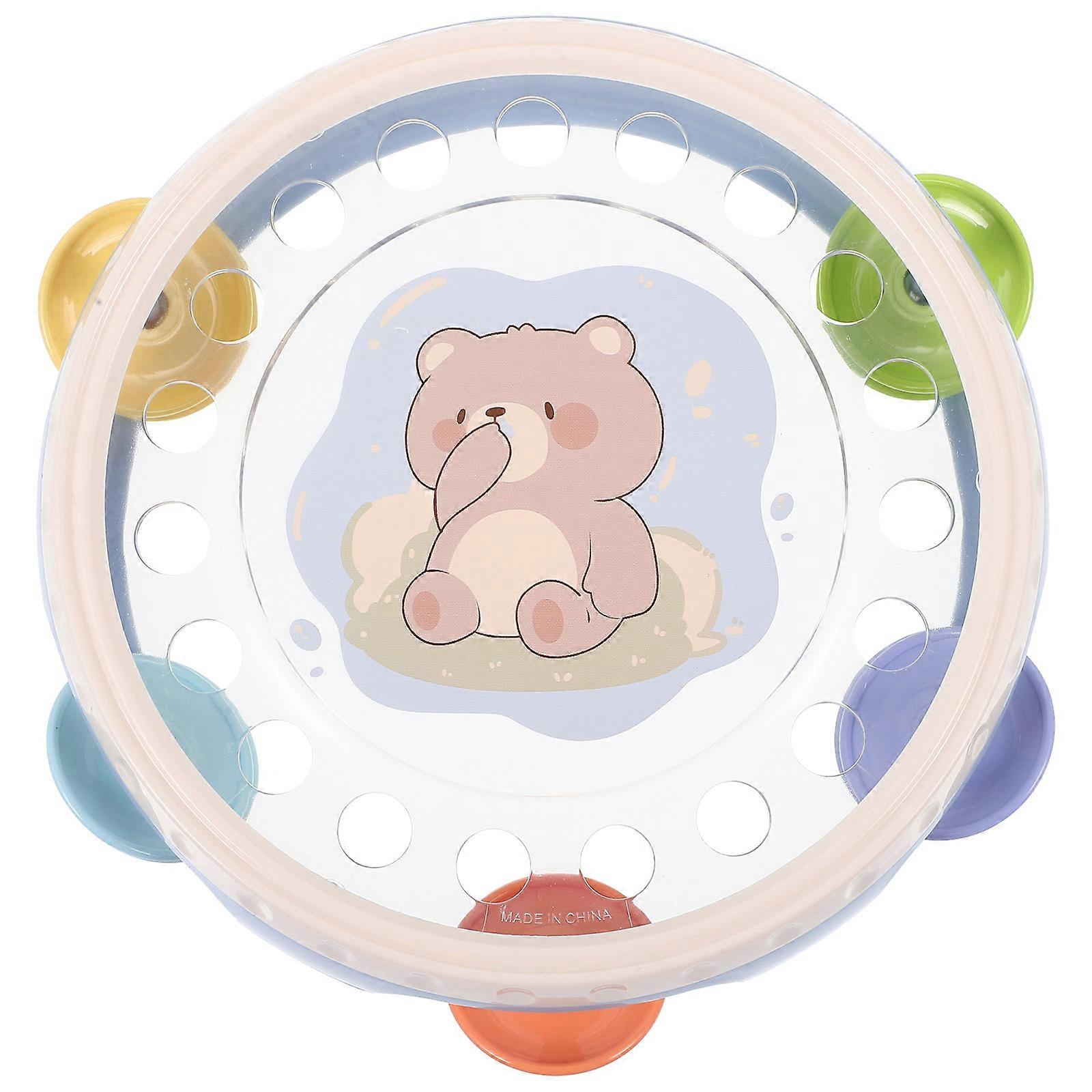Handheld Musical Instruments Kids Tambourine Drum Bell Percussion Instrument Playtime Cartoon Bear Shape 1Pcs