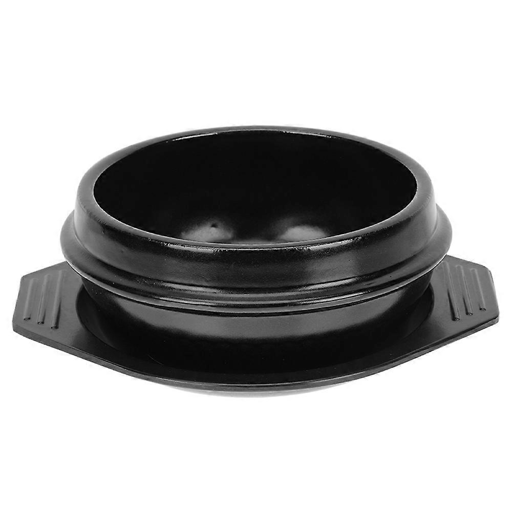 Korean Style Ceramic Stew Pot with Heat Insulated Tray, Non Slip Handles, Even Heat Distribution for Home Cooking and Serving Korean Dishes