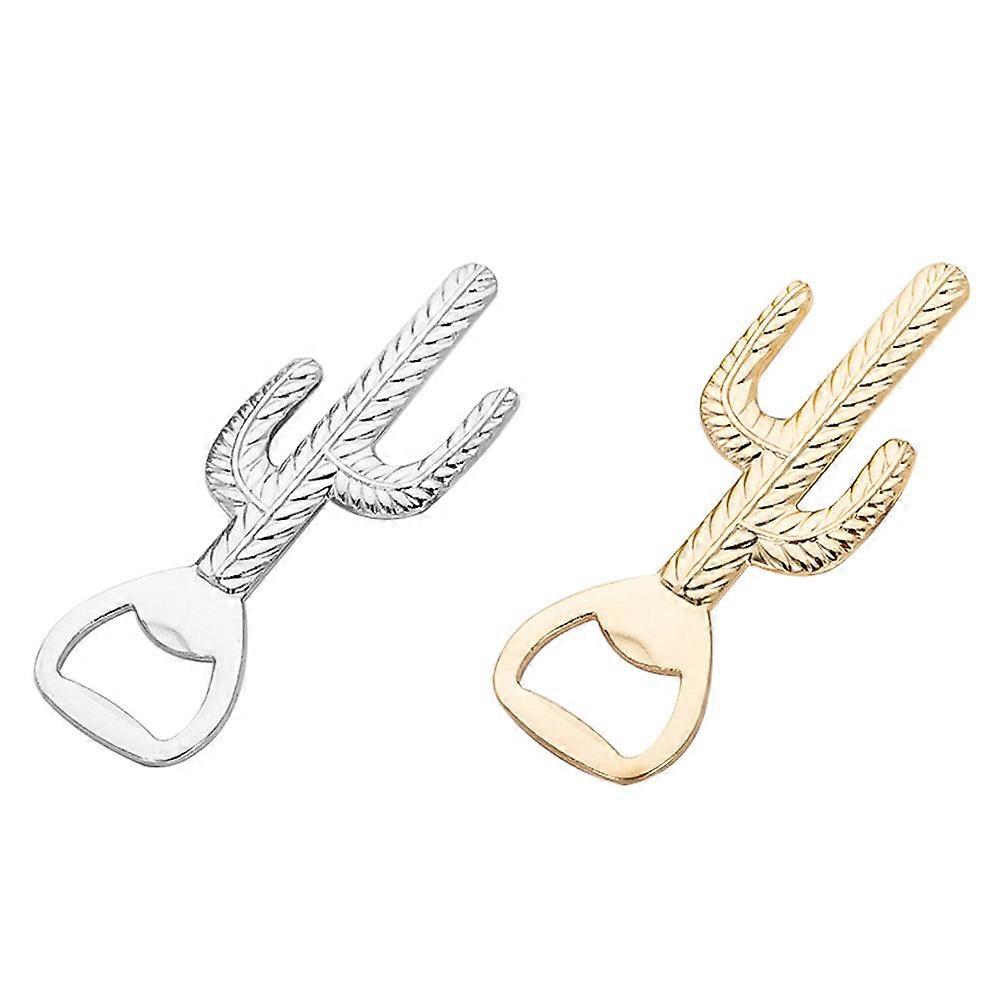 Creative Cactus Bottle Openers Portable Bottle Opening Tool For Outdoor Camping Silver 2Pcs