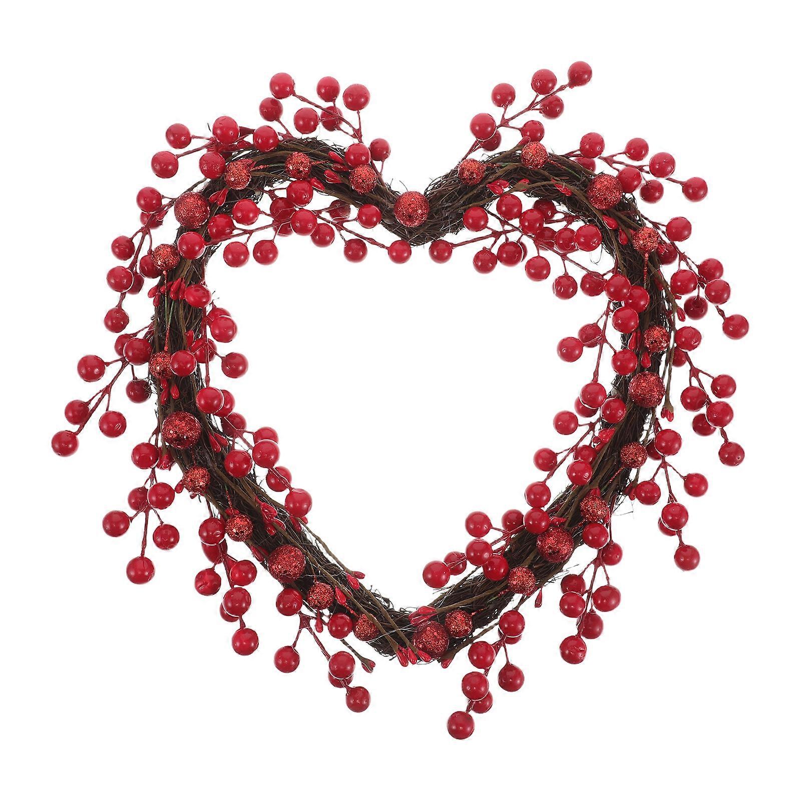 バレンタインデーリースリングレッドバレンタインリースハートシェイプ壁の装飾ドアハンギングホリデー1個