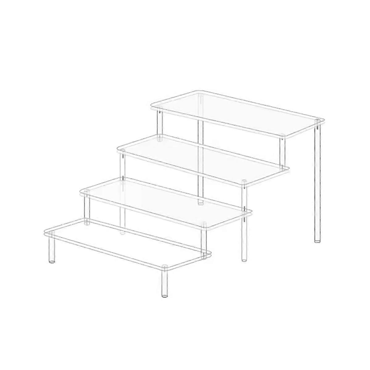 Acrylic 4-Tier Step Display Rack for Place Figures, Dolls, Anime