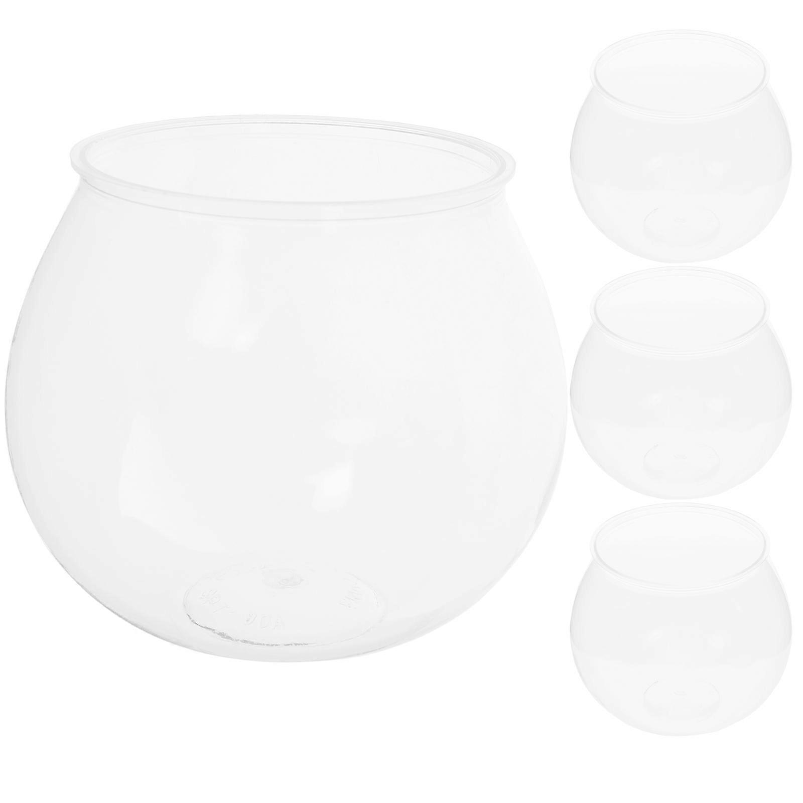 Round Shape Mini Plastic Fish Tank For Home And Office Decor 4Set