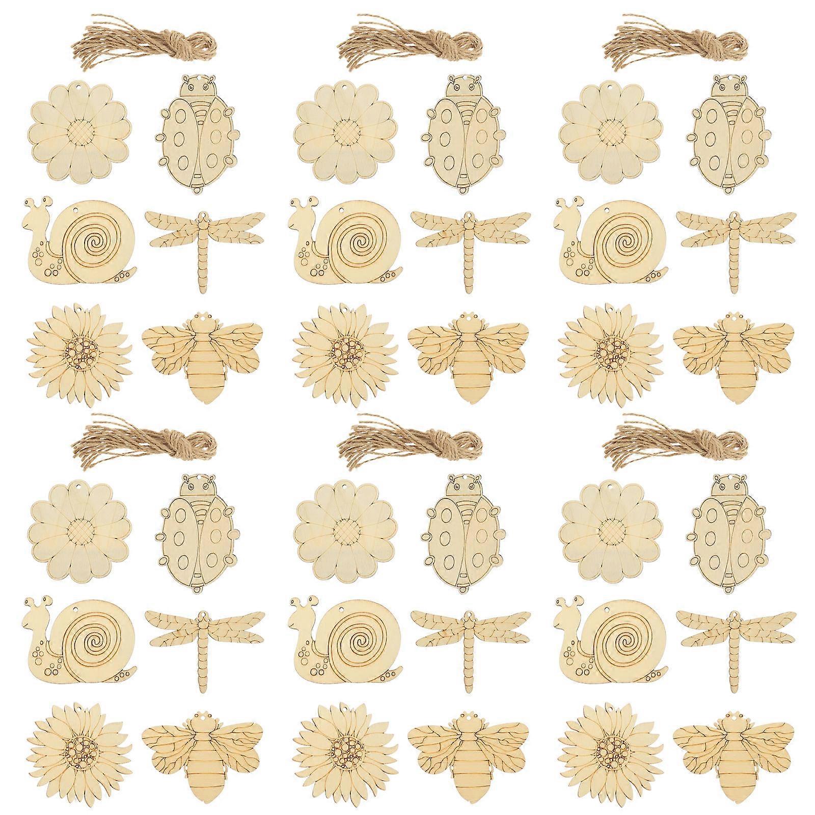 Graffiti Wood Cutouts Unfinished Planks Diy Projects Party Decorations Beige 8X8cm 60Pcs