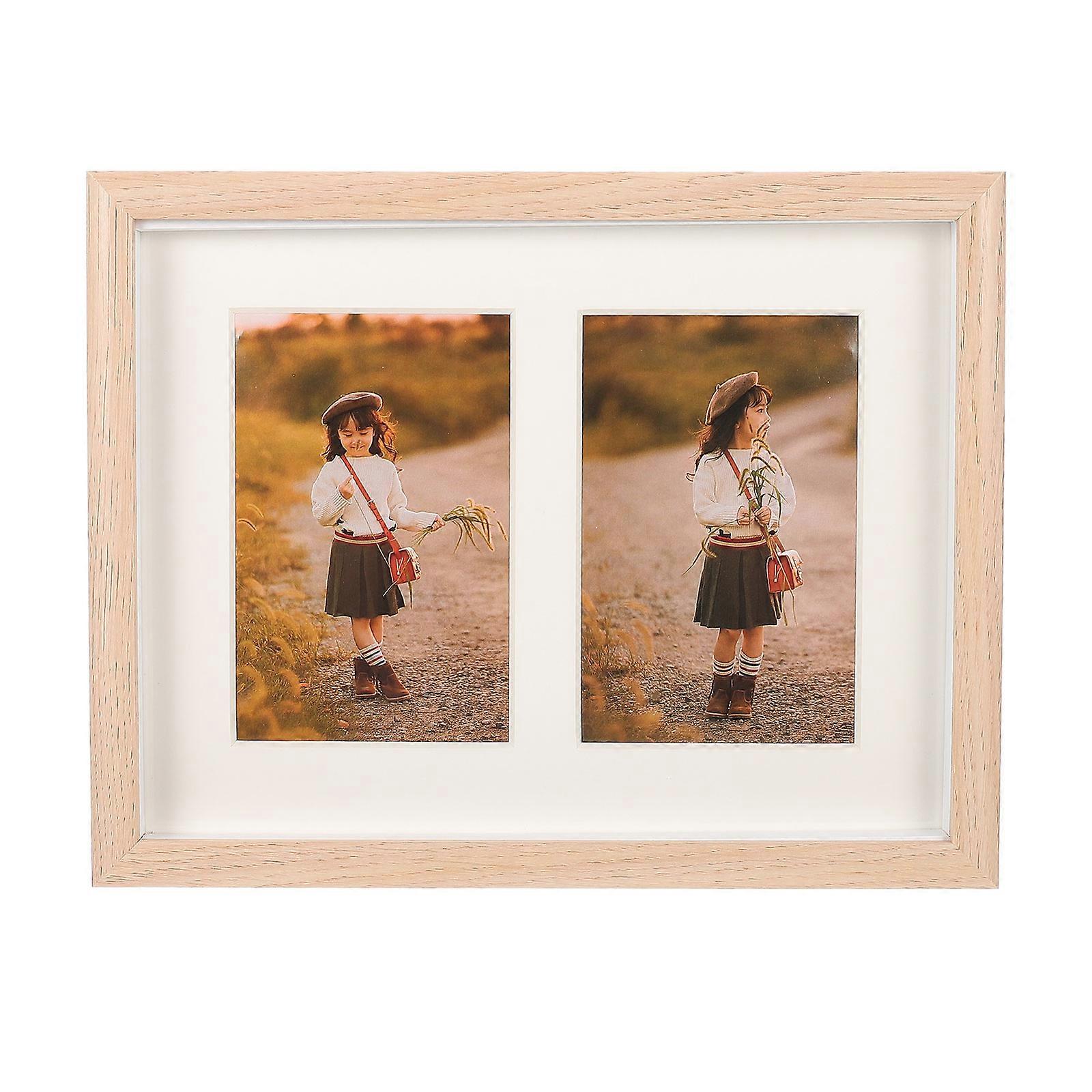 Photo Frames Tabletop Picture Frame Wooden Display Holder Office Use Rectangular Simple Design Brown 29X23cm Store Photos 1Pcs