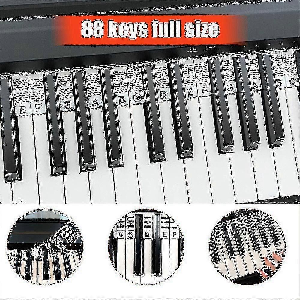 Removable Piano Keyboard Note Labels Reusable Silicone 88 Keys Piano Notes Guide Stickers