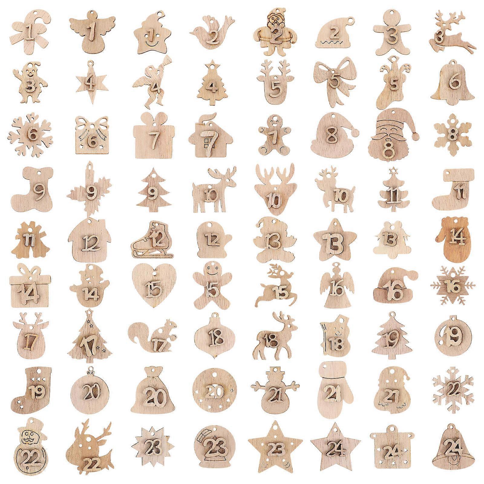 Countdown Calendar Numbers Christmas Advent Calendar Numbers For Christmas Tree Decorations Light Brown 3.7X3.4CM 72Pcs