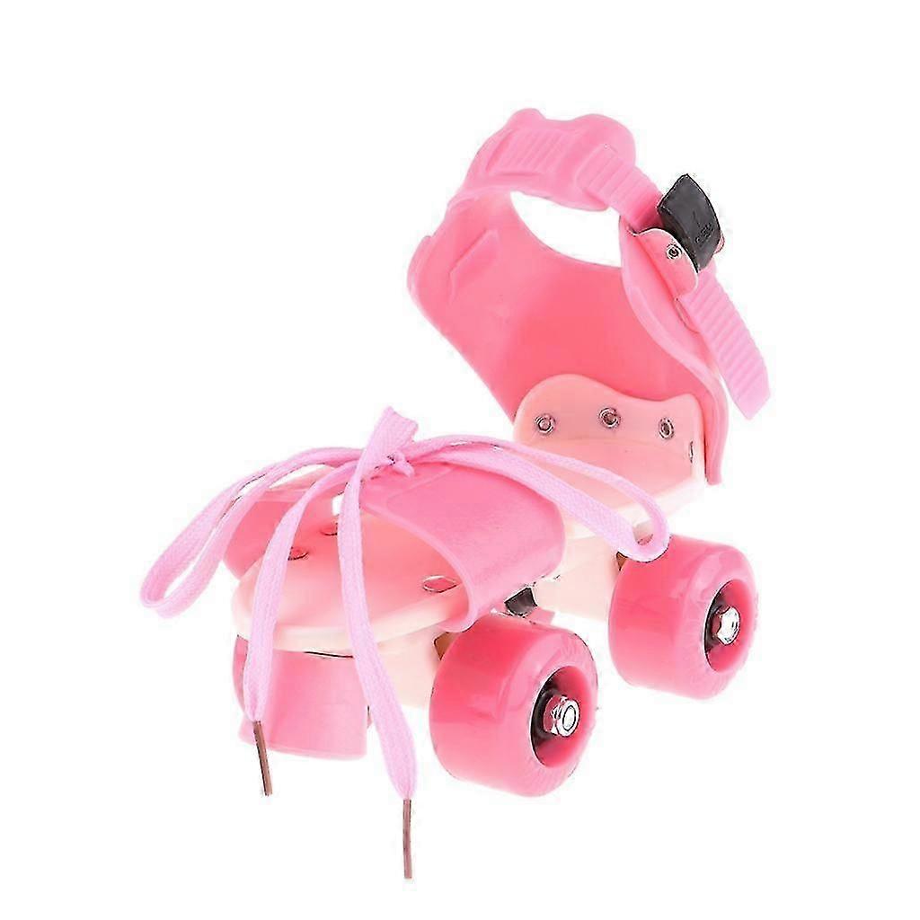 Children Roller Skates Double Row 4 Wheels Skating Shoes Lace Sliding Pink
