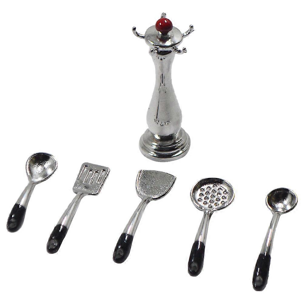 Miniature Cooking Supplies Dollhouse Tableware Set Model Miniature Soup Ladle Cookware Prop For Mini Landscape Decoration 1Set