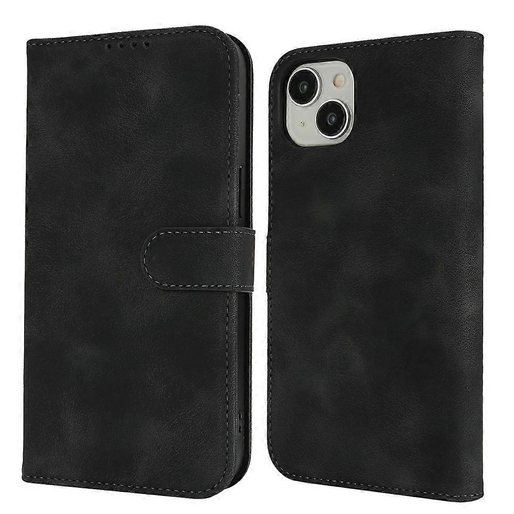 Compatible For iPhone 15 Plus / 14 Plus Wallet Case Double Folded Edge Skin Touch PU Leather Flip Phone Cover