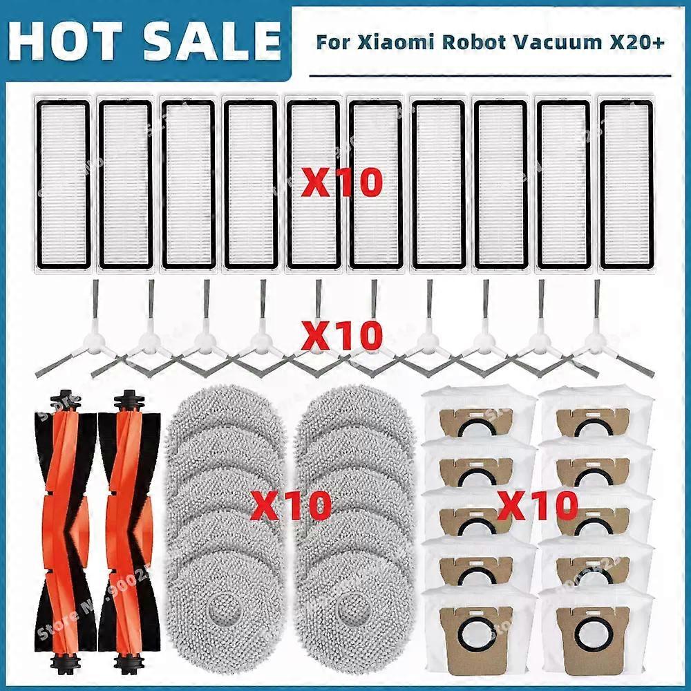 Compatible For ( Xiaomi Robot Vacuum X10+ / X20+ / X20 Plus ) Spare Parts Accessories Main Side Brush Mop Cloth Dust Bag Filter