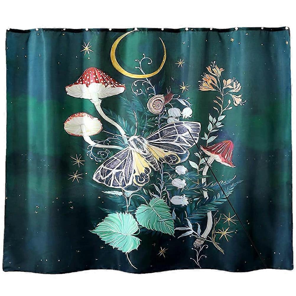 ヘビーデューティーシャワーカーテンボヘミアスタイルのバスルーム用品ダークグリーン180x180cm防水1セット