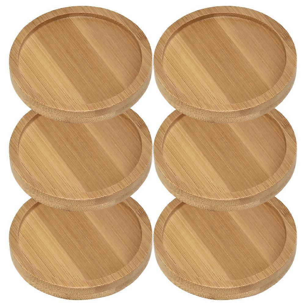 Round Flowerpot Trays Bamboo Trays Homeowners Gardeners Stable Base Inner Diameter 11cm Collection 6Pack