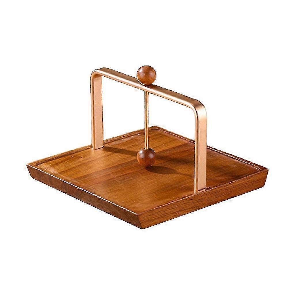 Napkin Rack Table Top Tissue Holder Portable Solid Wood Base + Metal