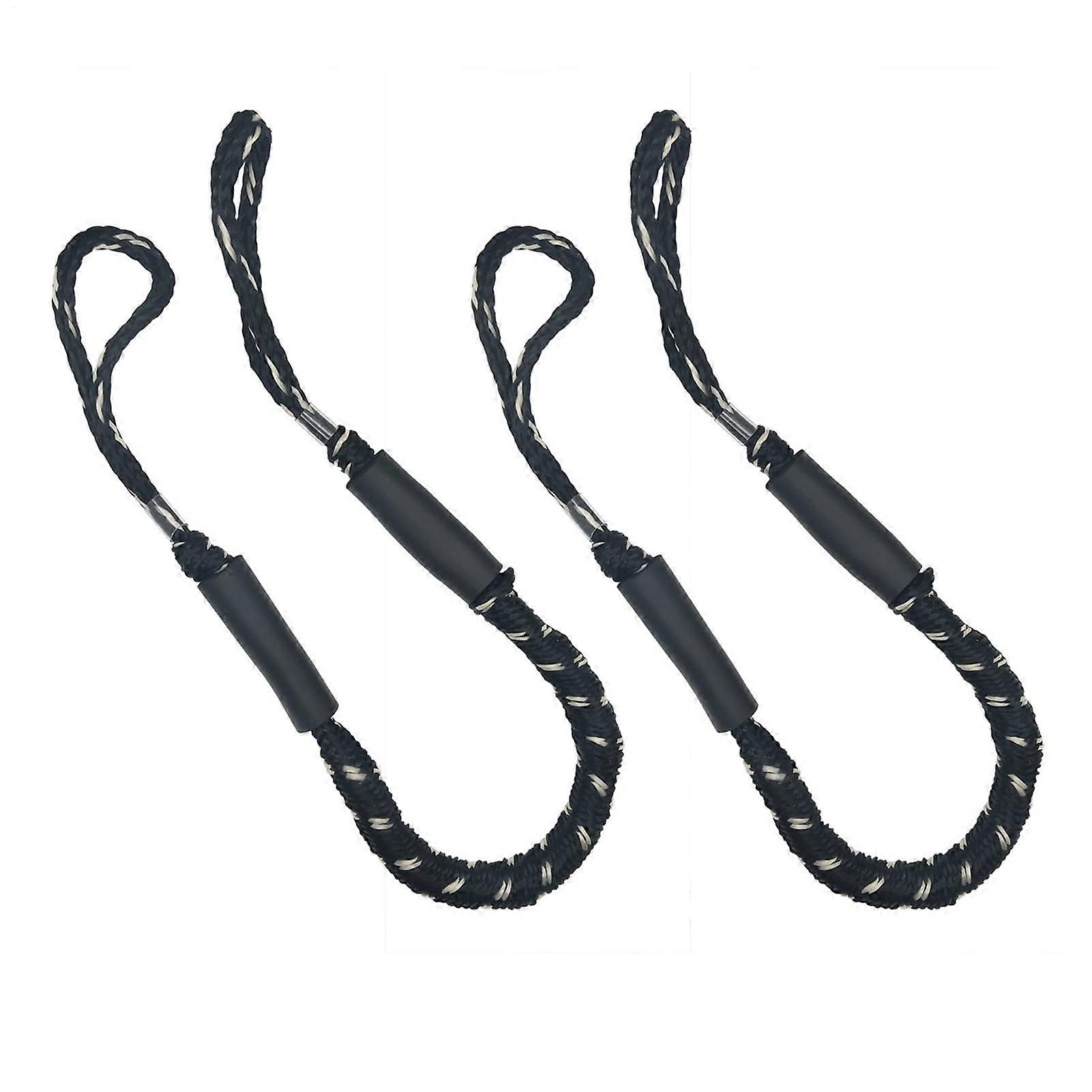Elastic Boat Line - 2 Adjustable Elastic Straps with Snubber for PWC, Kayak, Jet Ski, Canoe, Pontoon, Black and White Dots