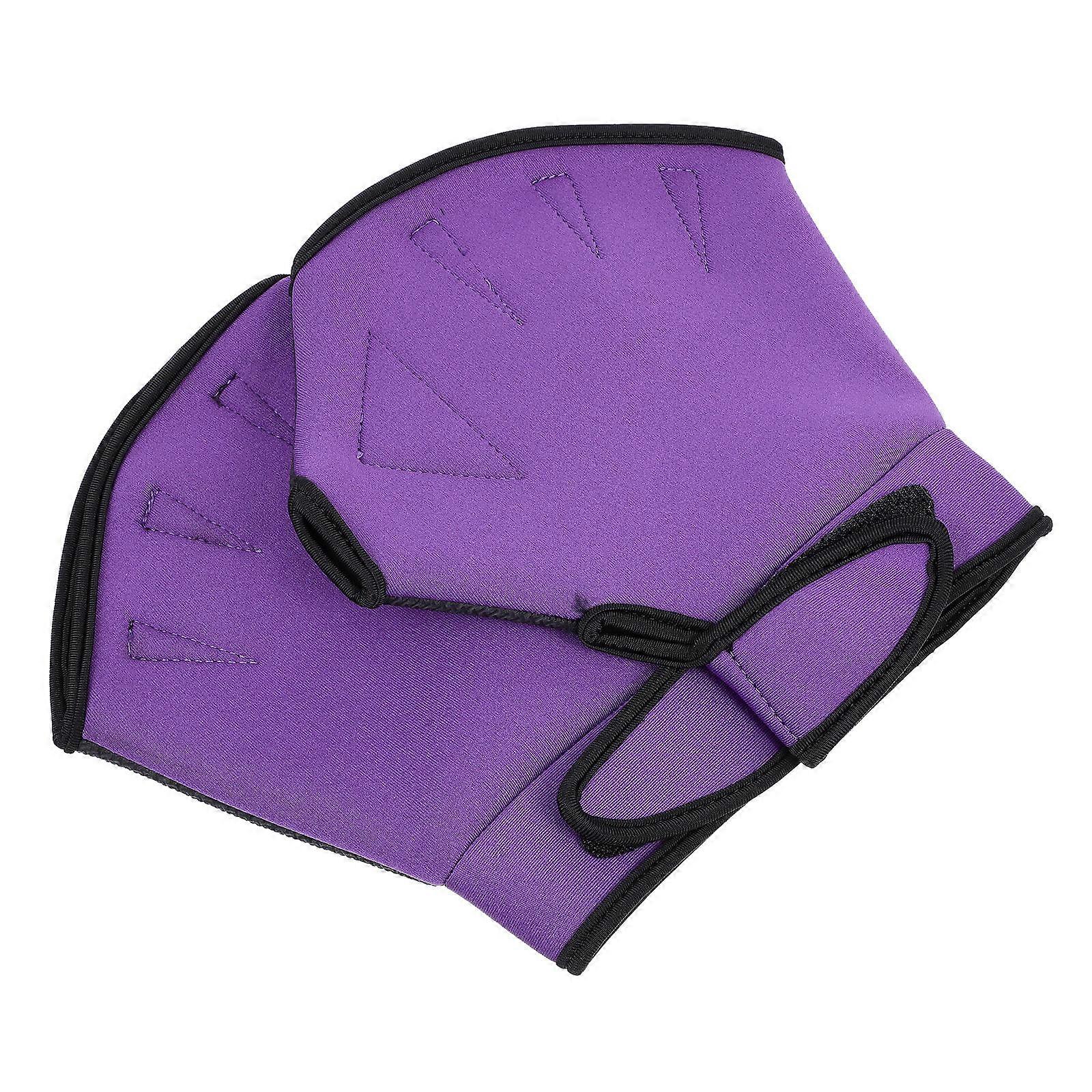 Mitaine de natation Conception ajustable fournitures de natation violet taille M 1Pair