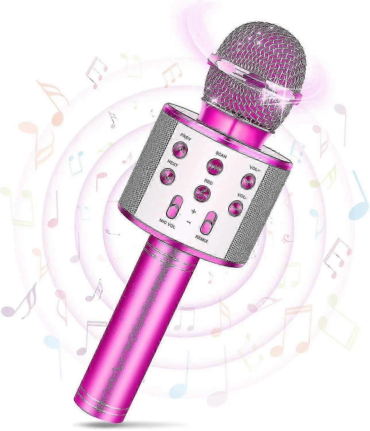 Çocuklar için Bluetooth Kablosuz Mikrofon, 4-12 Yaşında Kız / Erkek Hediye için karaoke Mikrofonu (pembe)