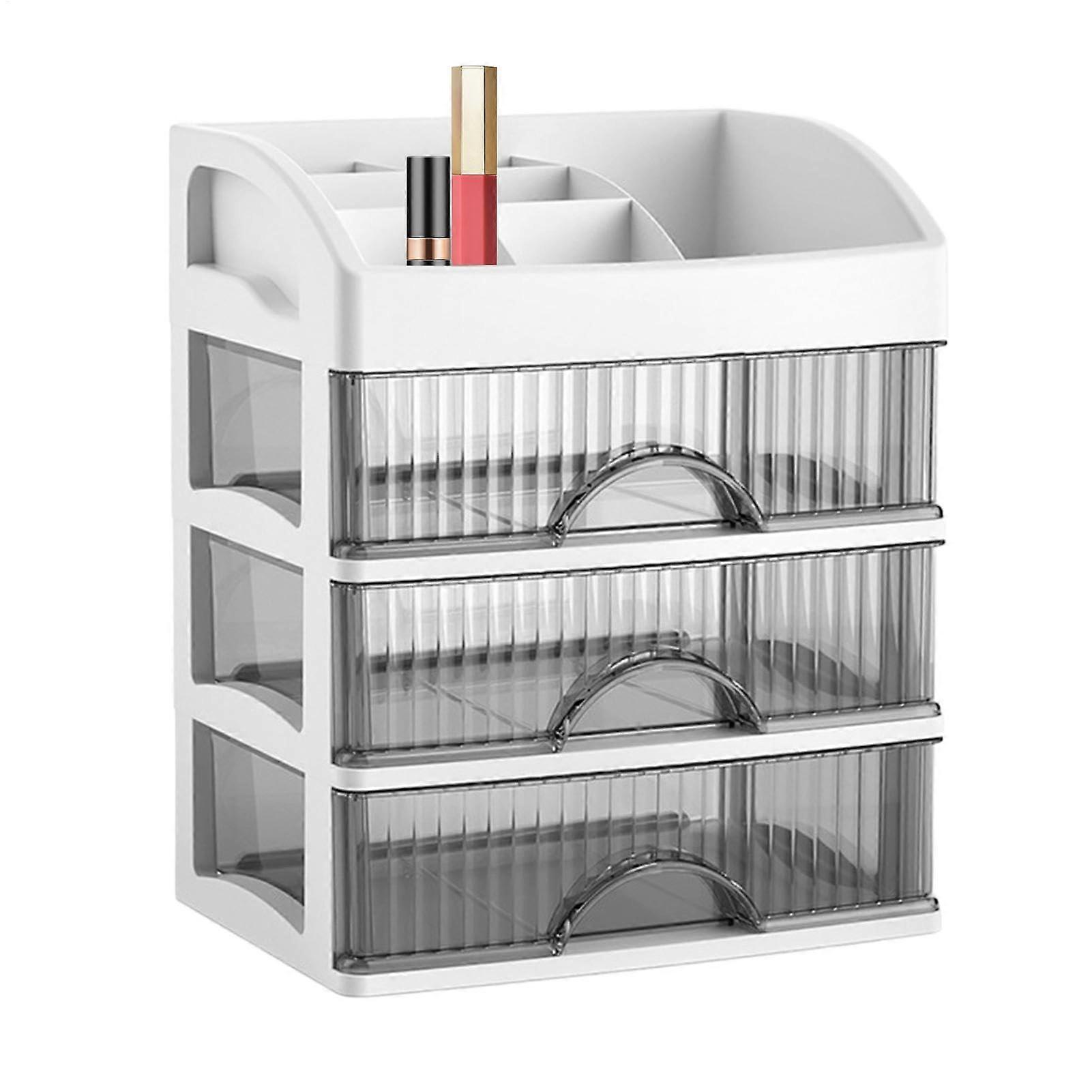 Cosmetic Storage with Drawers, Display Cases, Countertop Organizer White