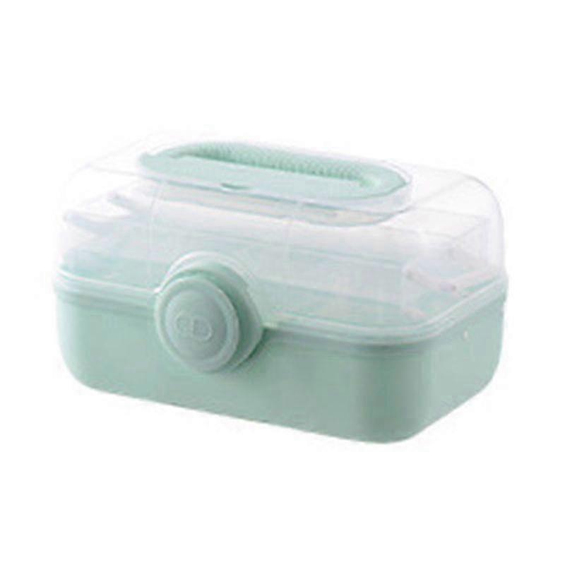 Multi-Layer Plastic Medicine Storage Box with Large Capacity for Home Use Green(medium)