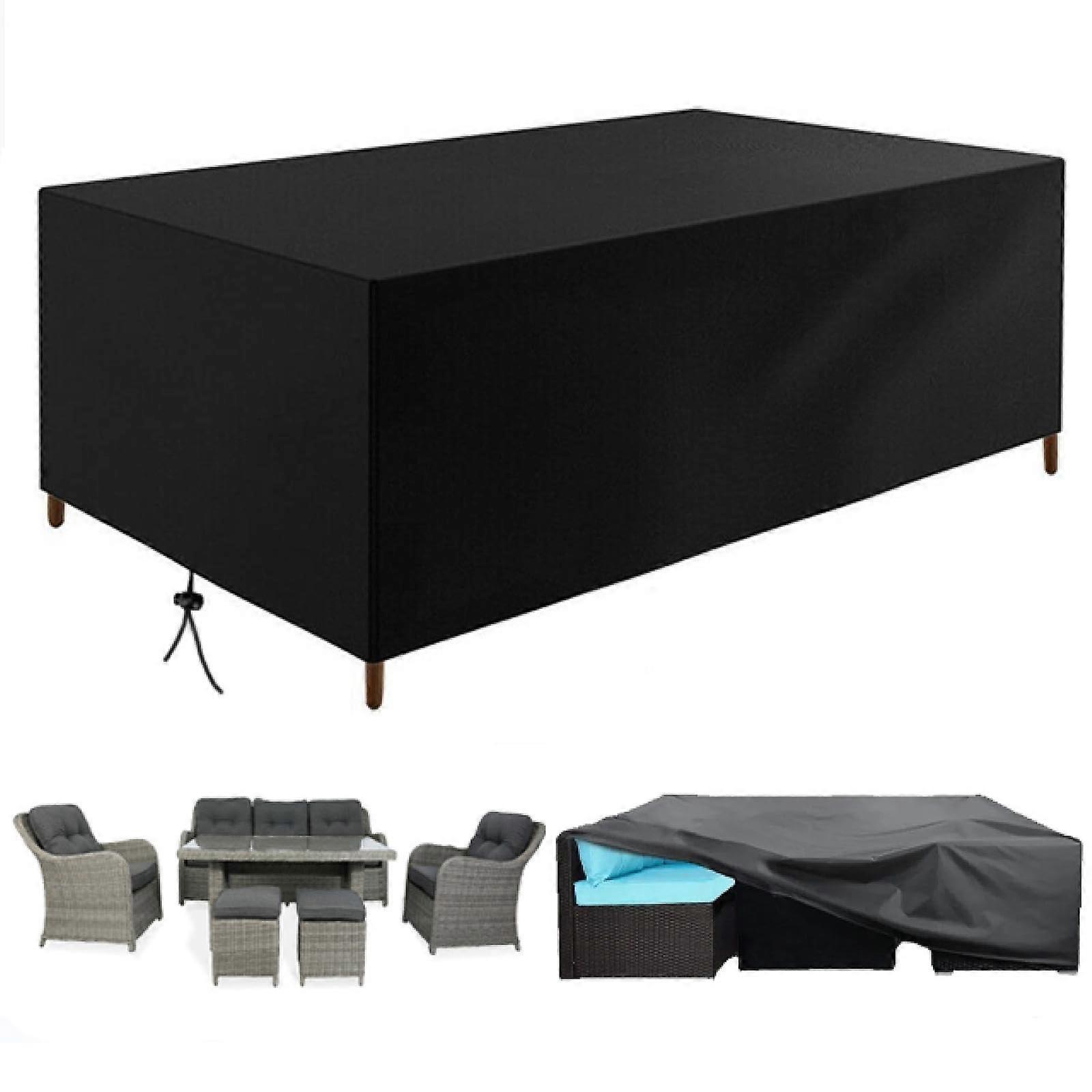 Outdoor Furniture Cover, 320 x 240 x 70 cm, Waterproof Rattan Table Cover, Tear-Resistant Oxford Material, Black