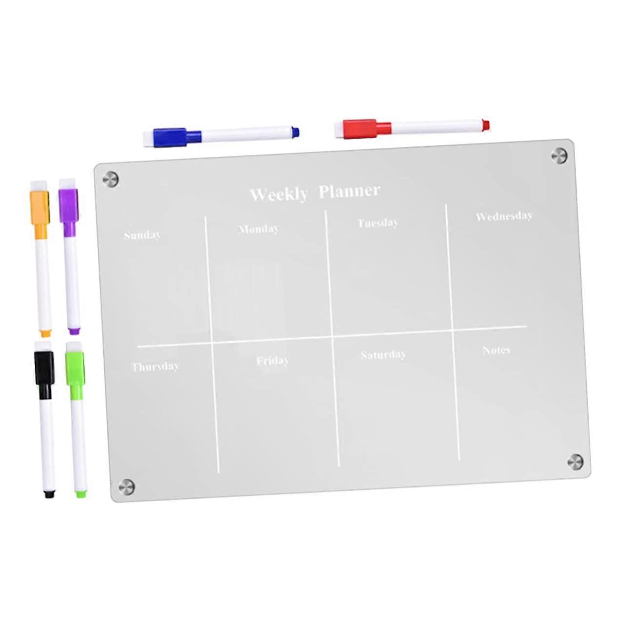 1Satz Magnetic Refrigerator Calendar with Dry Erase Whiteboard, Note Markers, and Magnets for Reminders and To-Do Lists in Transparent Acrylic