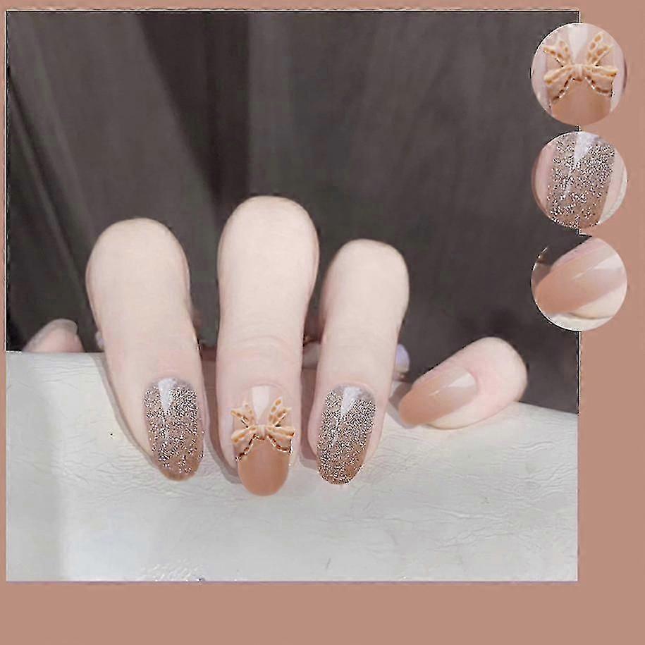 24-Piece Medium Coffin Press-On Nails with Glue for Quick & Stylish Manicures