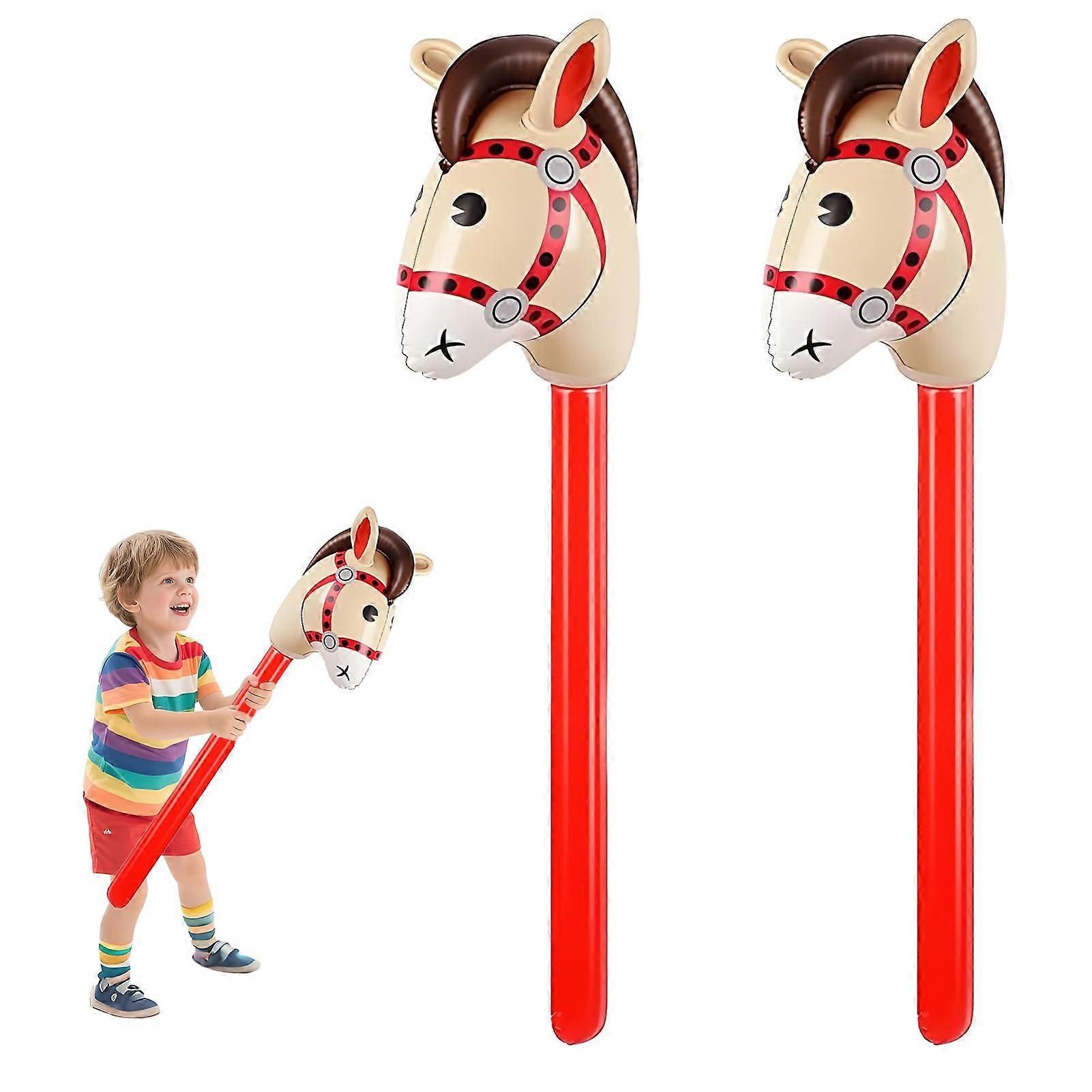 Hobby Horse Pack of 2 Inflatable Stick Horses, Red, 100 x 26 cm, Horse Craft Set for Christmas and Birthday Party Decorations