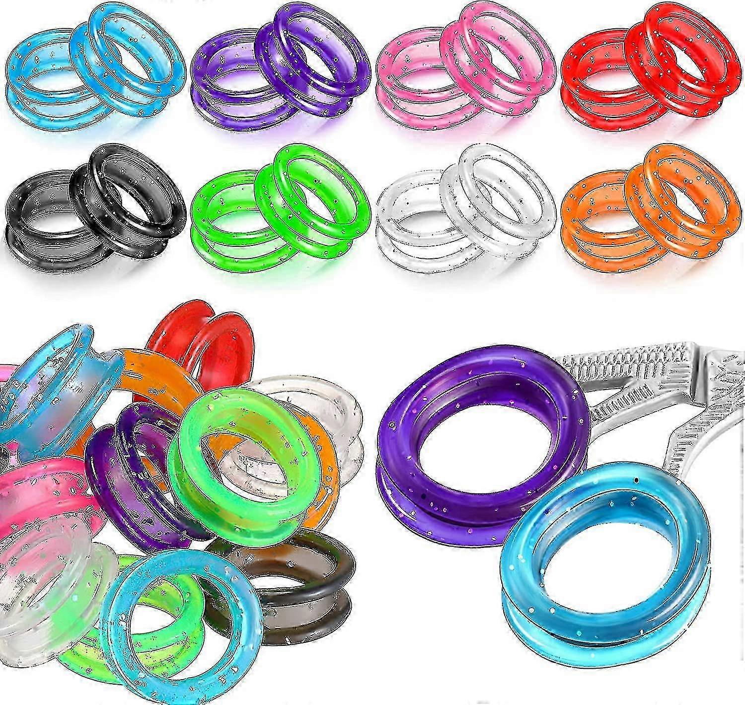 24pcs Soft Silicone Finger Rings for Dog Grooming Pet Shears Grip Inserts Finger Protector