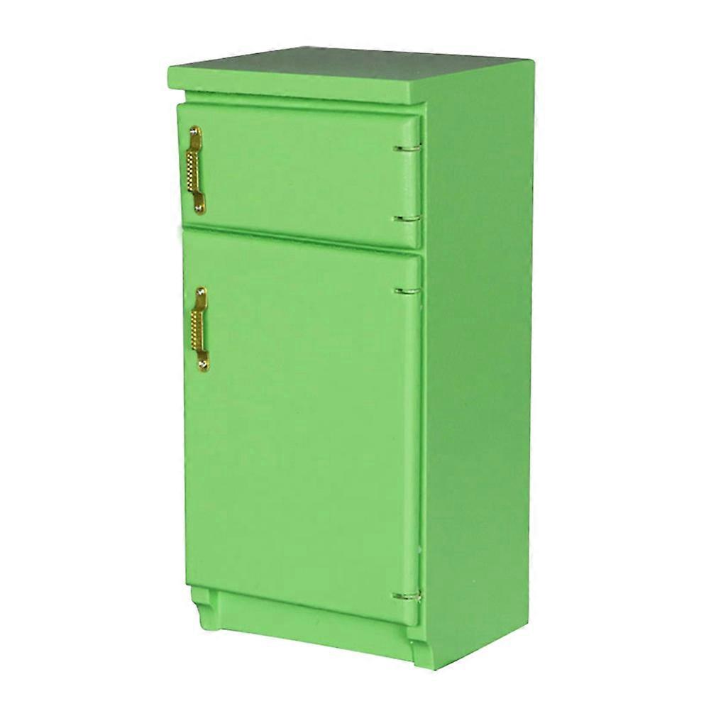 Mini Fridge for Dollhouse Green Pretend Play Kitchen Accessory, Smooth Surface Miniature Model to Support Creativity & Social Skill Development