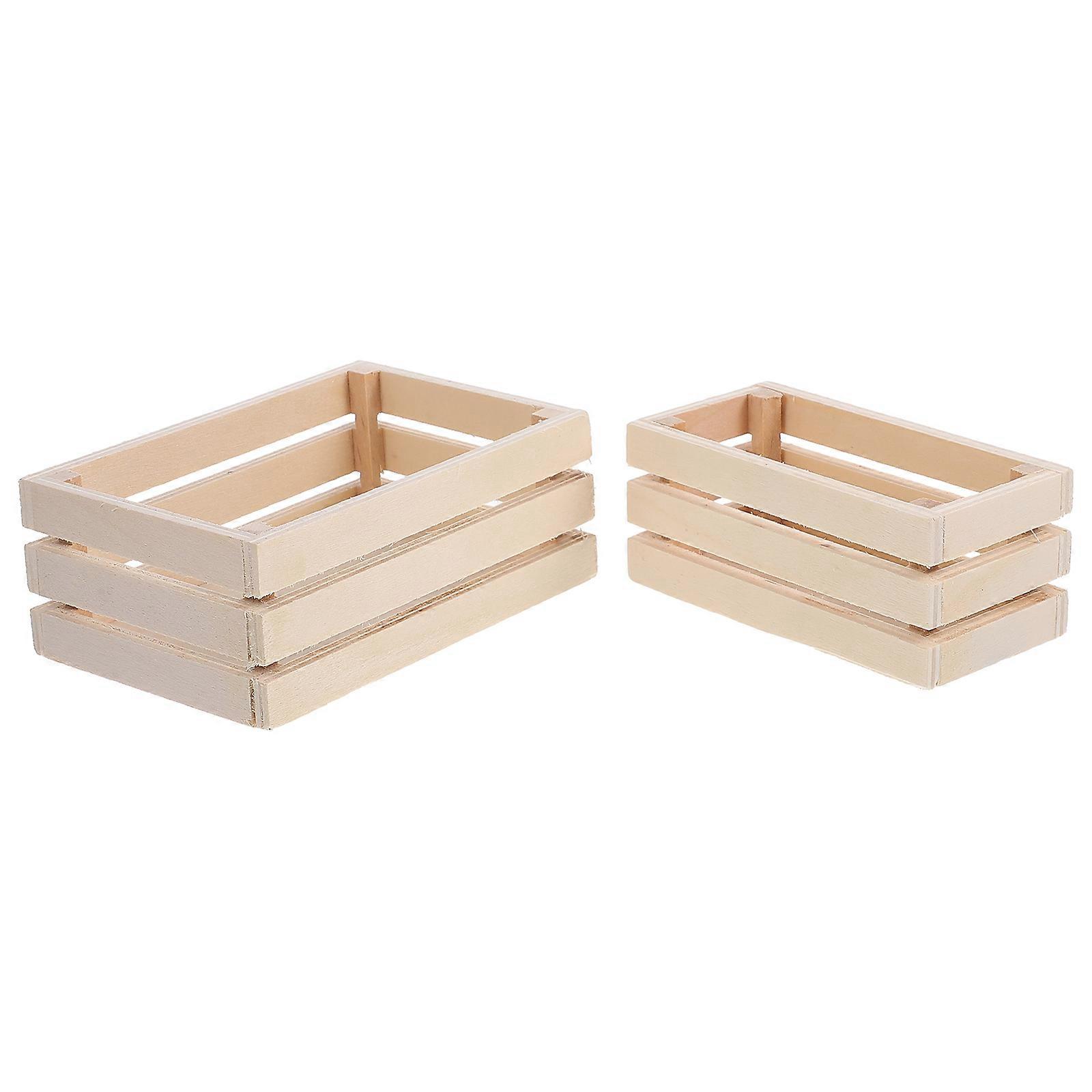 Miniature Furniture Dollhouse Crates for Dollhouse Rectangular Shape Mini Toy Crates Decorative Wooden 2Pcs