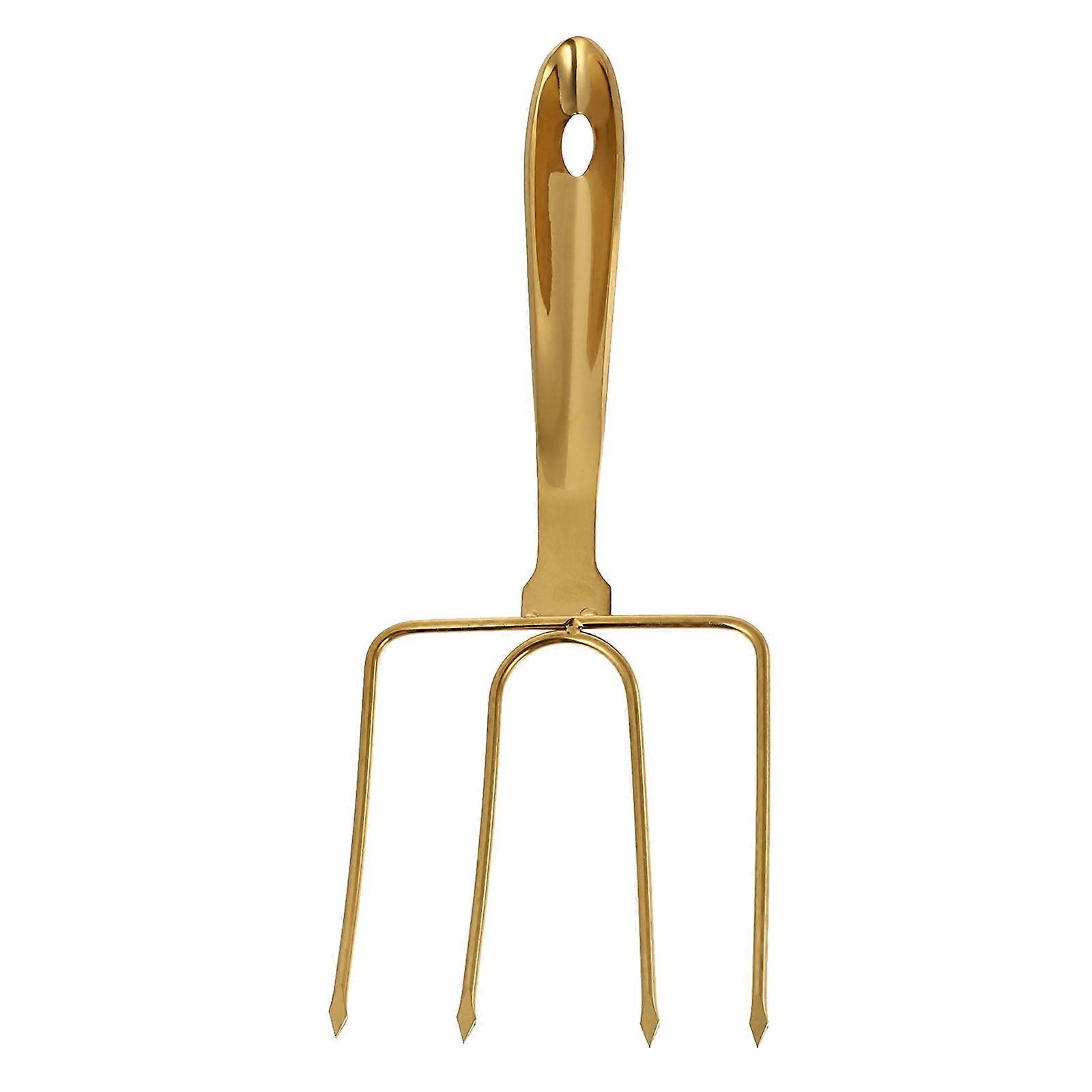 Stainless Steel Turkey Lifting Fork for Kitchen with Golden Color and Ergonomic Handle Design 17.5 Inches