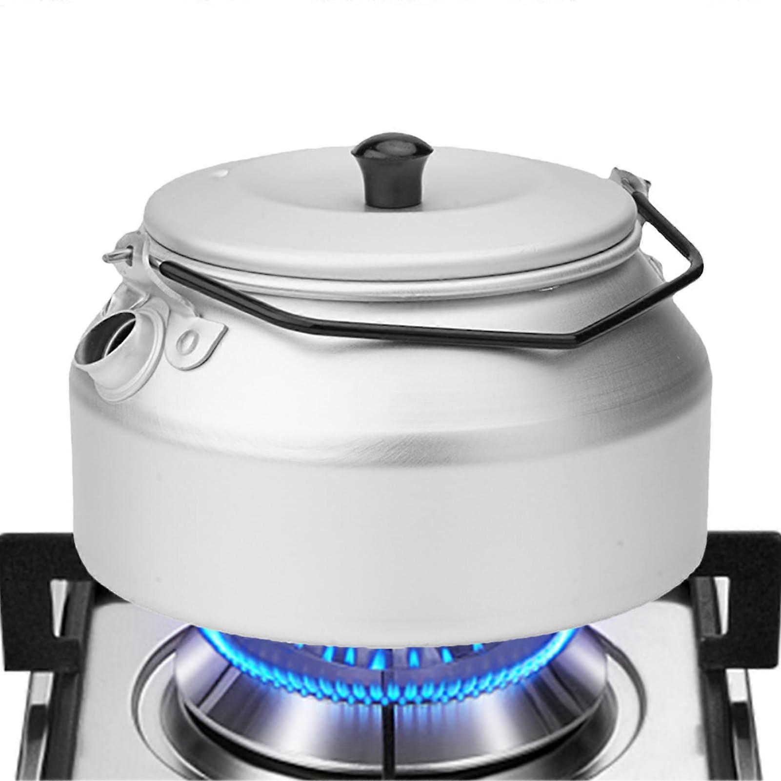 Camping Kettle, Portable Outdoor Cooking Pot, Lightweight Gray Design with Heat-Resistant Handle for Hiking, Picnics, and Backpacking