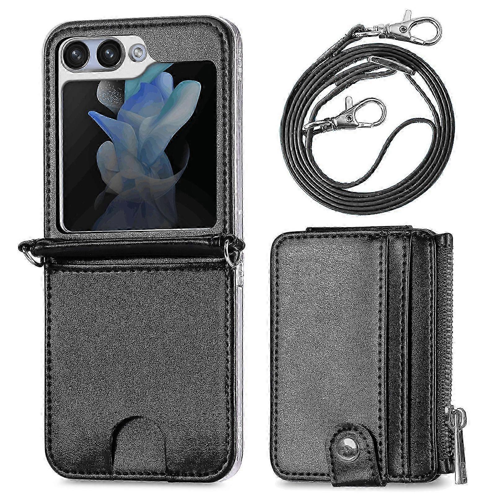 Samsung Galaxy Z Flip 6 Kılıf Cüzdan ile Kadınlar için,Galaxy Z Flip 6 Kılıf Kayışlı,Crossbody Kayış Kordon Kart Tutucu Standı
