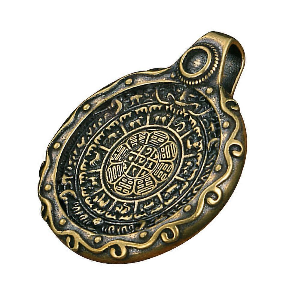 Retro mosazný přívěsek Taoist s osmi diagramy – jedinečný vzorovaný design náhrdelníku, odolný dekorativní doplněk pro DIY výrobu a dárky