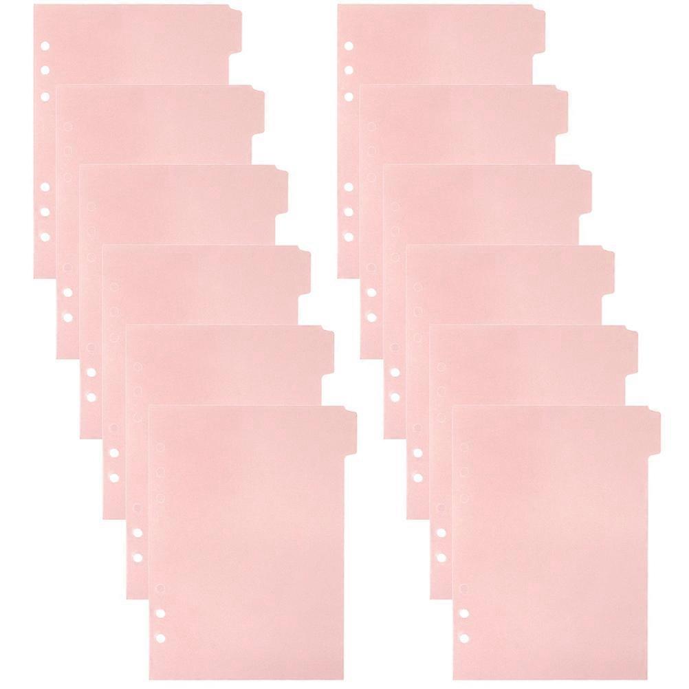 Binder Index Divider Professional Notebook Dividers Daily Use Document Separation Pink 21X14.8X0.1CM 12Pcs
