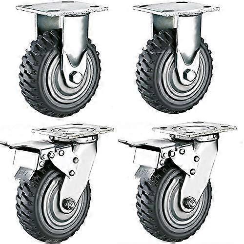 Pack of 4 Castors, 200 mm Swivel Castors with Brake, 360° Rotatable, 1600 kg Capacity