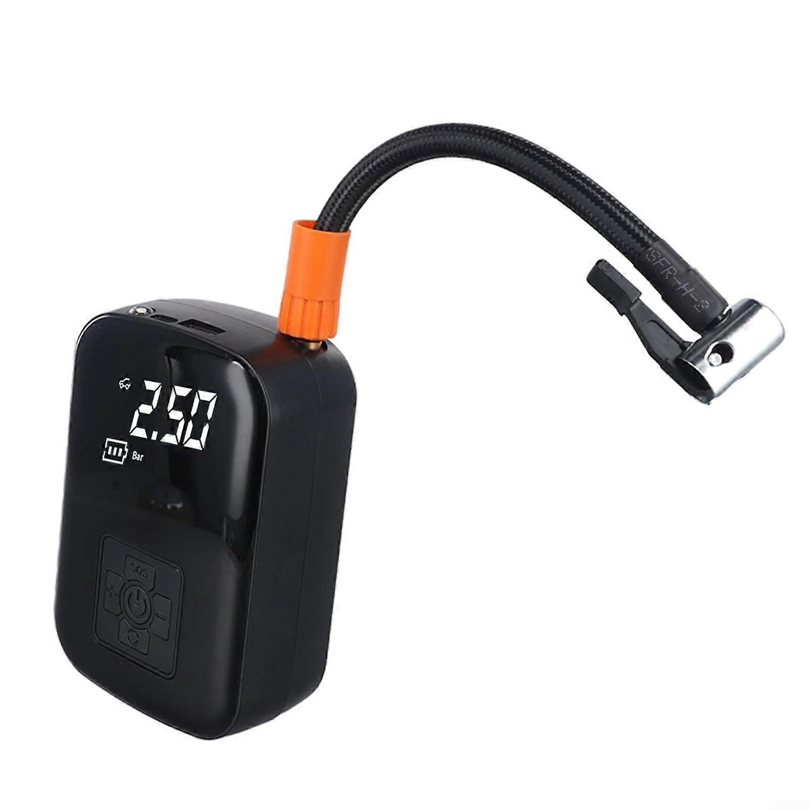 Portable wireless tire inflator, compact electric air compressor for quick tire inflation at home or on the go