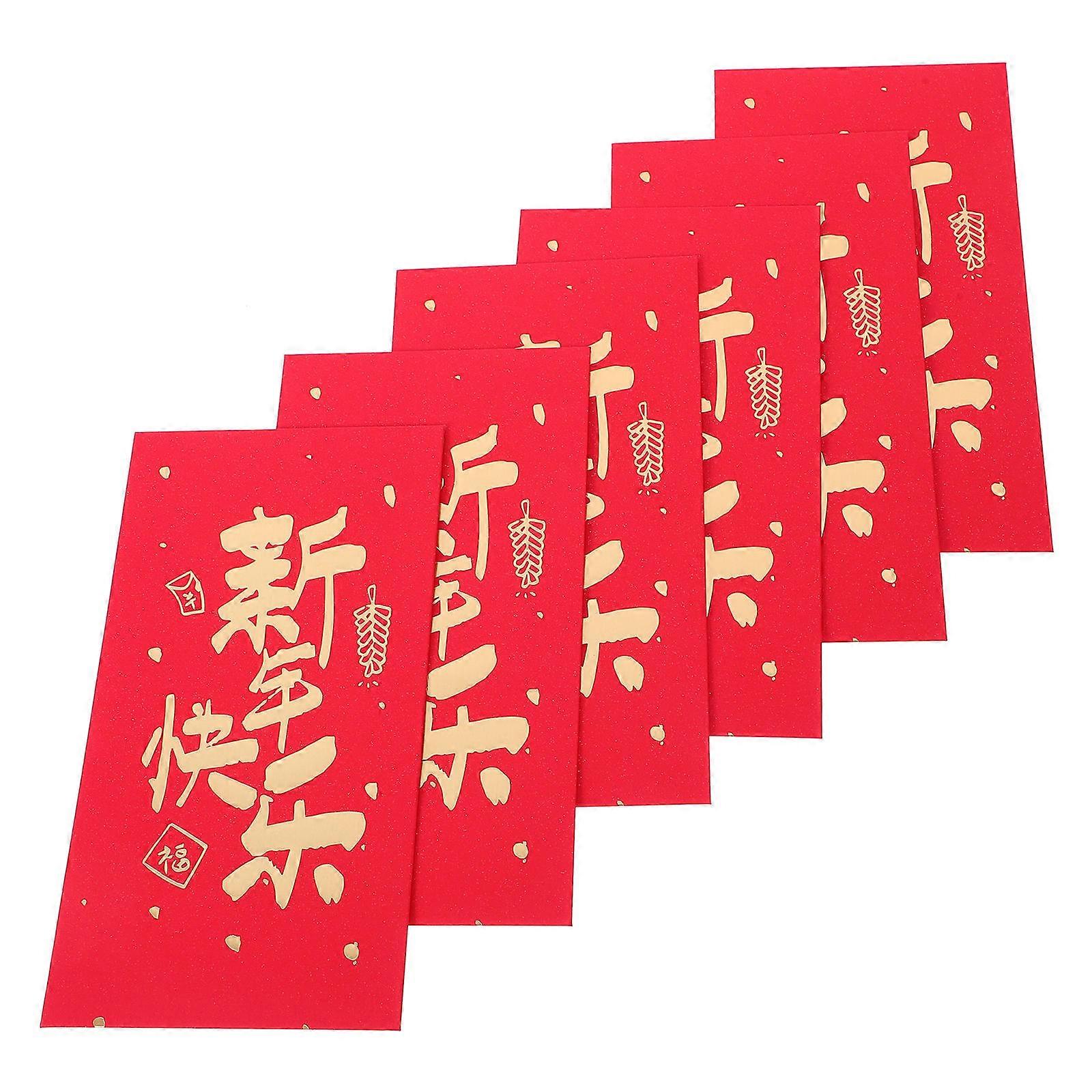 عيد الربيع الأحمر مغلف تخزين النقد حاوية الحاضر أحمر 16.70X8.80X0.10CM 6 قطع